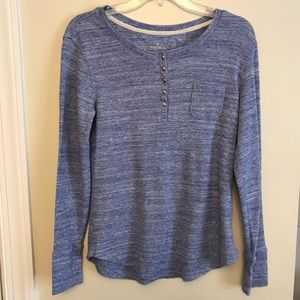 Woolrich | Blue Henley Long Sleeve Knit Top, L